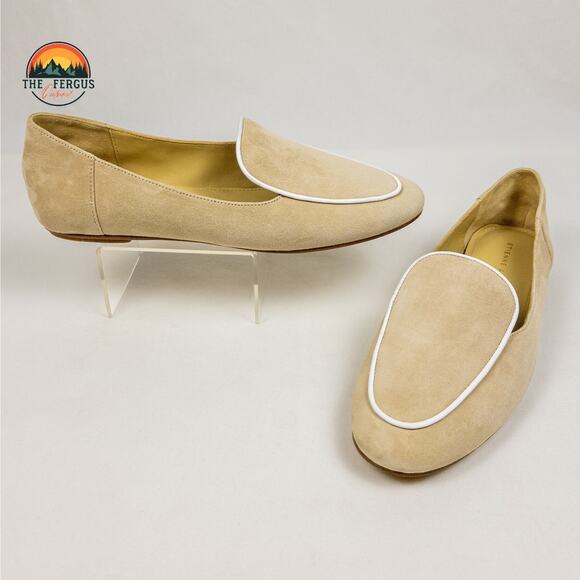 NEW Etienne Aigner Camille Nude Suede Leather Loafer Slip On Shoe Size 8 - Picture 1 of 12